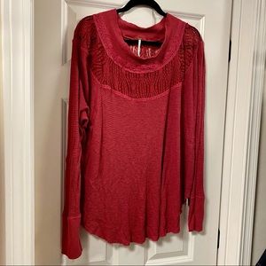 Free People lace collar thermal shirt